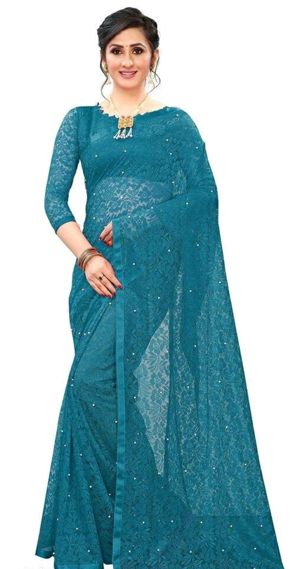Moti Sarees  - Smalt Blue, Free Size