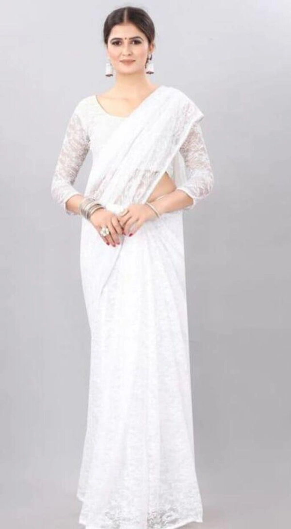 Moti Sarees  - White, Free Size