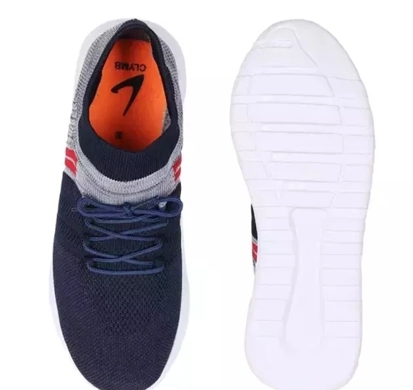 CLYMB AIR SOCKS - 2 NAVY & Grey Mesh Eva Running/Walking/Gym Sports Shoes For Men - IND-8, Navy Blue