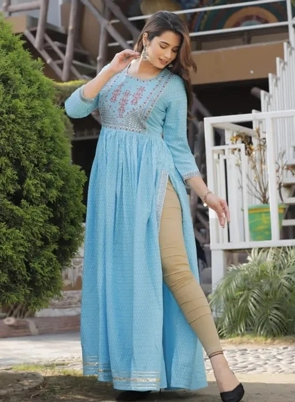 Women's Rayon Kurti - Picton Blue, L