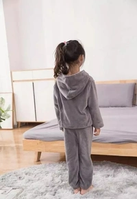 Luxurious Baby Girls Winter Hooded Nightsuit Nightdress Sweater with Pyjama Set - 9-10 Years