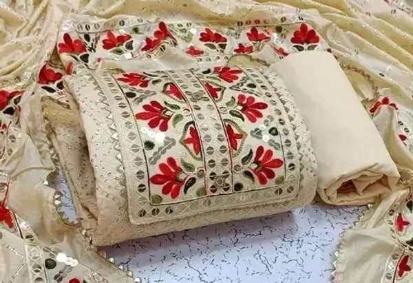 SARTHI CREATION Present new Heavy Dress suit and Premium Quality Material  For Women - Unstitched, Papaya Whip