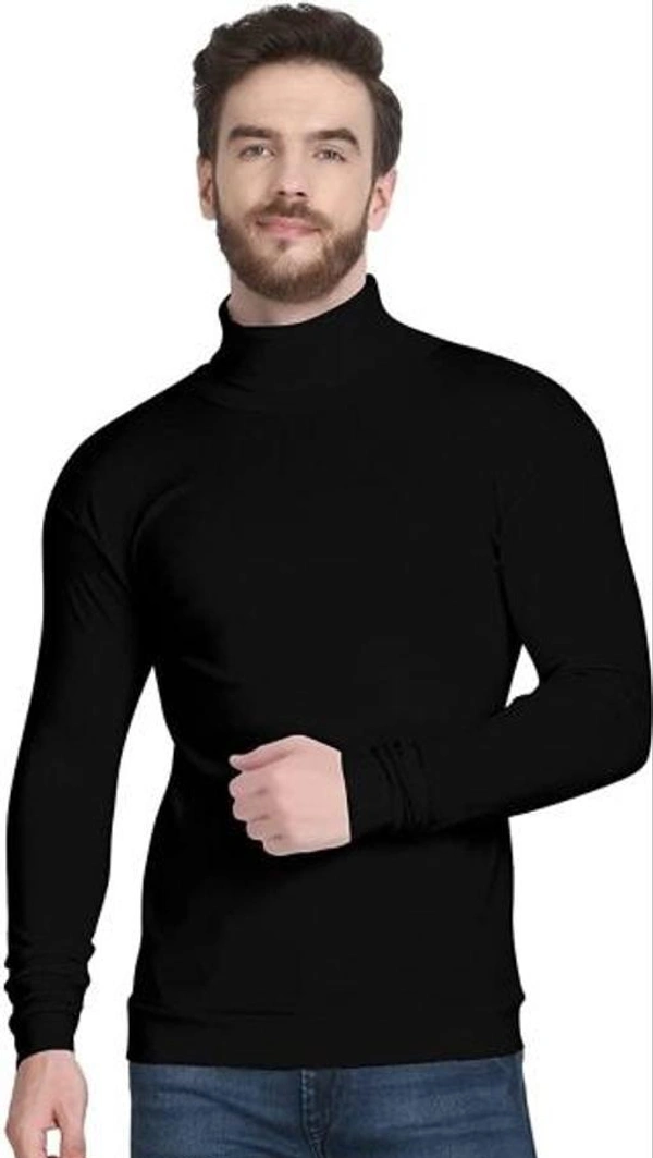 Flier Solid Men High Neck T-Shirt , Black T-Shirt - Black, M