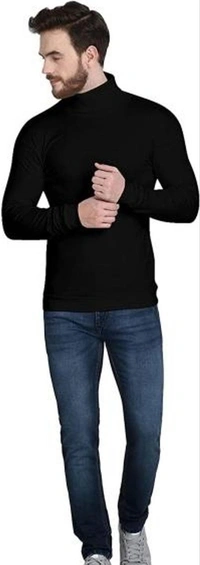 Flier Solid Men High Neck T-Shirt , Black T-Shirt - Black, M