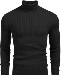 Flier Solid Men High Neck T-Shirt , Black T-Shirt - Black, M