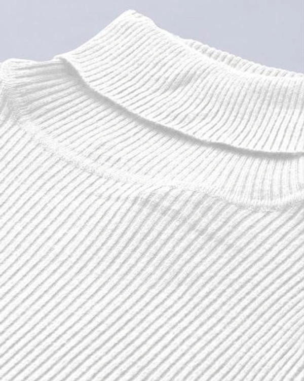 Flier Solid Men High Neck T-Shirt , Black T-Shirt - White, M