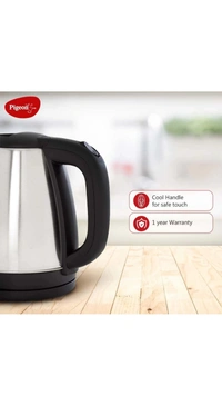 Pigeon Electric Kettle with Stainless Steel Body, 1.5 litre, used for boiling Water, making tea and coffee, instant noodles, soup etc. 1500 Watt (Silver) - Gallery, 1.5 Litres