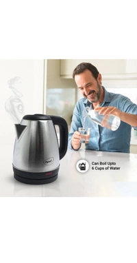 Pigeon Electric Kettle with Stainless Steel Body, 1.5 litre, used for boiling Water, making tea and coffee, instant noodles, soup etc. 1500 Watt (Silver) - Gallery, 1.5 Litres