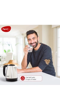 Pigeon Electric Kettle with Stainless Steel Body, 1.5 litre, used for boiling Water, making tea and coffee, instant noodles, soup etc. 1500 Watt (Silver) - Gallery, 1.5 Litres