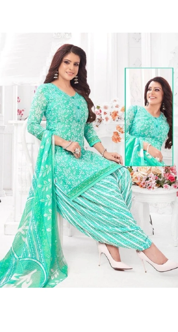 Synthetic Crepe Aagyeyi Drishya Trendy Salwar Suits & Dress Material  - Un Stitched, Turquoise Blue