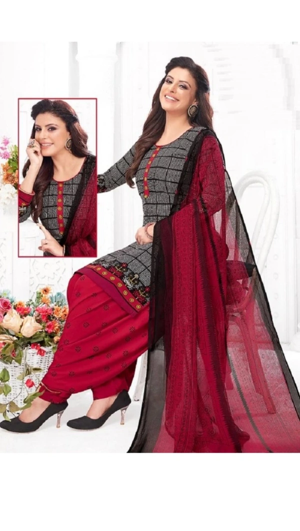 Synthetic Crepe Aagyeyi Drishya Trendy Salwar Suits & Dress Material  - Un Stitched, Guardsman Red