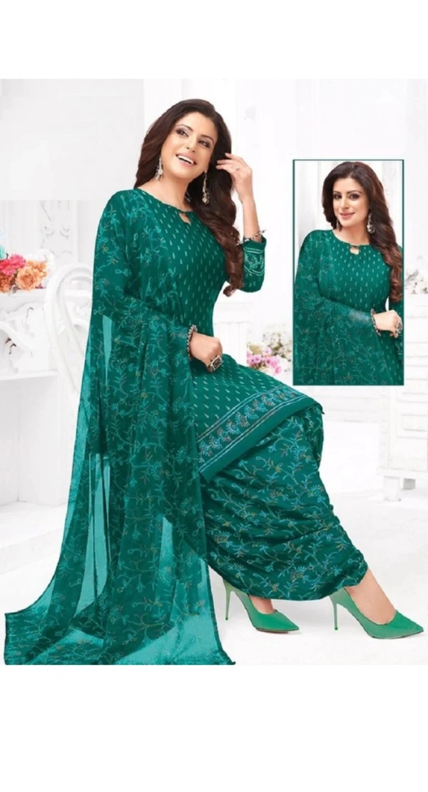 Synthetic Crepe Aagyeyi Drishya Trendy Salwar Suits & Dress Material  - Un Stitched, Pine Green
