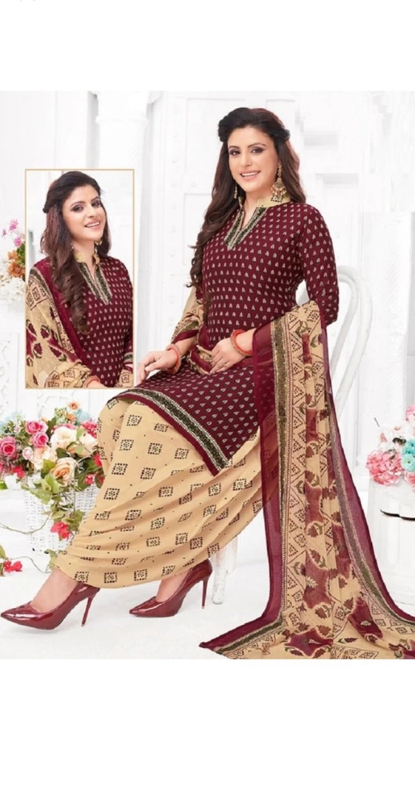 Synthetic Crepe Aagyeyi Drishya Trendy Salwar Suits & Dress Material  - Un Stitched, Maroon