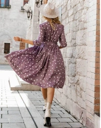 Polka Dot Print A Line Dress  - L