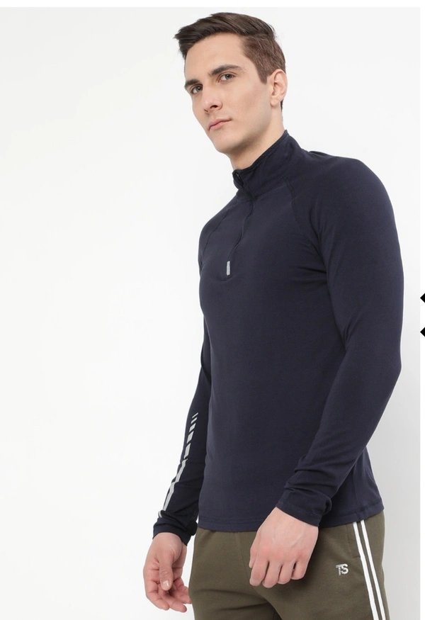 SPUNK Grindle T-shirt With Mock Collar High Neck  - Navy Blue, XL