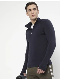 SPUNK Grindle T-shirt With Mock Collar High Neck  - Navy Blue, XL