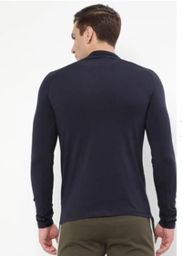 SPUNK Grindle T-shirt With Mock Collar High Neck  - Navy Blue, XL