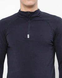 SPUNK Grindle T-shirt With Mock Collar High Neck  - Navy Blue, XL