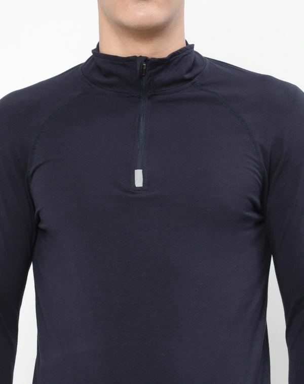 SPUNK Grindle T-shirt With Mock Collar High Neck  - Navy Blue, XL
