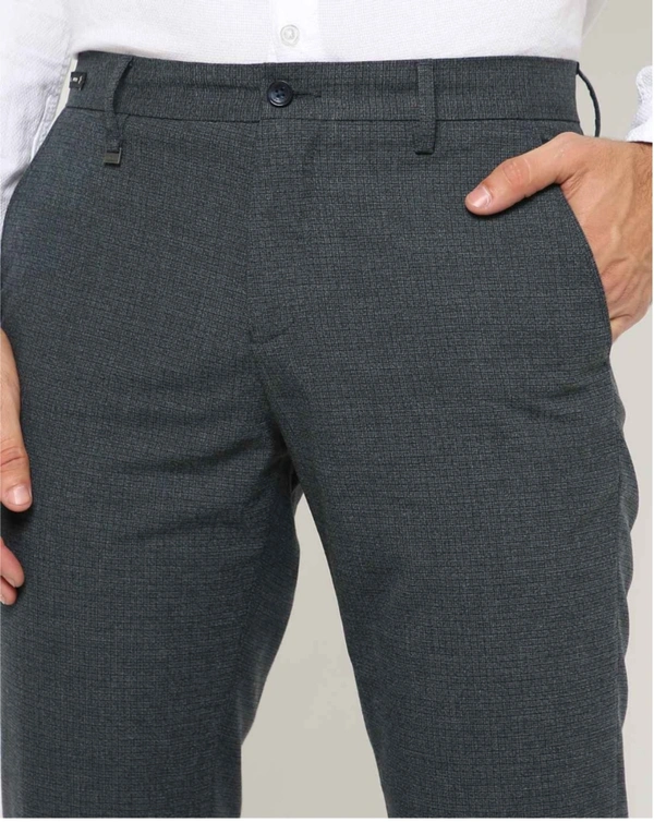 NETPLAY Checked Slim Fit Flat-front Trousers For Men - Trout, 32