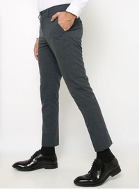 NETPLAY Checked Slim Fit Flat-front Trousers For Men - Trout, 36