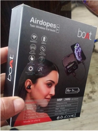 Boat Airdopes T2 Wireless bluetooth headset with digital indicator - Black, Free Size