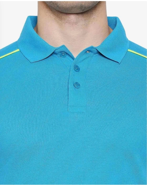 LEE COOPER  Men Solid Polo Neck Blue T Shirt 👕 - Pelorous, L