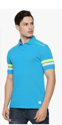 LEE COOPER  Men Solid Polo Neck Blue T Shirt 👕 - Pelorous, XXL