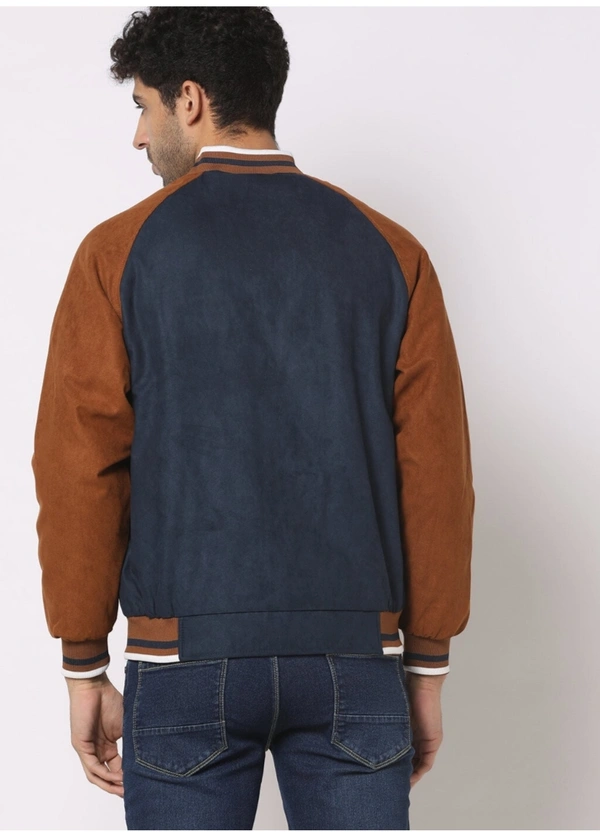 JOHN PLAYERS Colourblock Slim Fit Bomber Jackets For Men  - Navy Blue, XXL