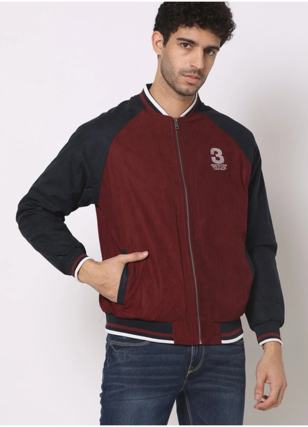 JOHN PLAYERS Colourblock Slim Fit Bomber Jackets For Men  - Solid Pink, M
