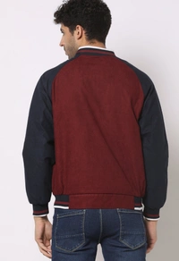 JOHN PLAYERS Colourblock Slim Fit Bomber Jackets For Men  - Solid Pink, L