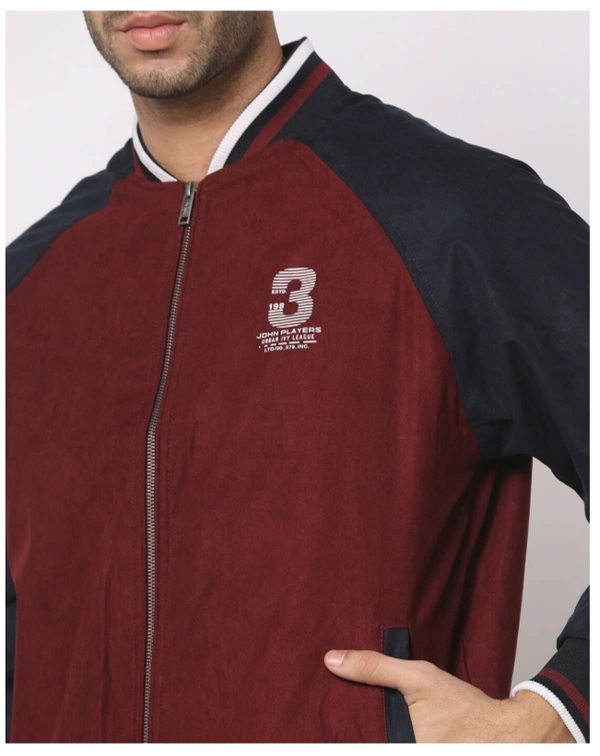 JOHN PLAYERS Colourblock Slim Fit Bomber Jackets For Men  - Solid Pink, XL