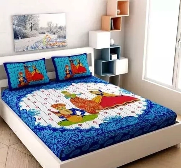 Jaipuri Bedsheet - Queen, Blue