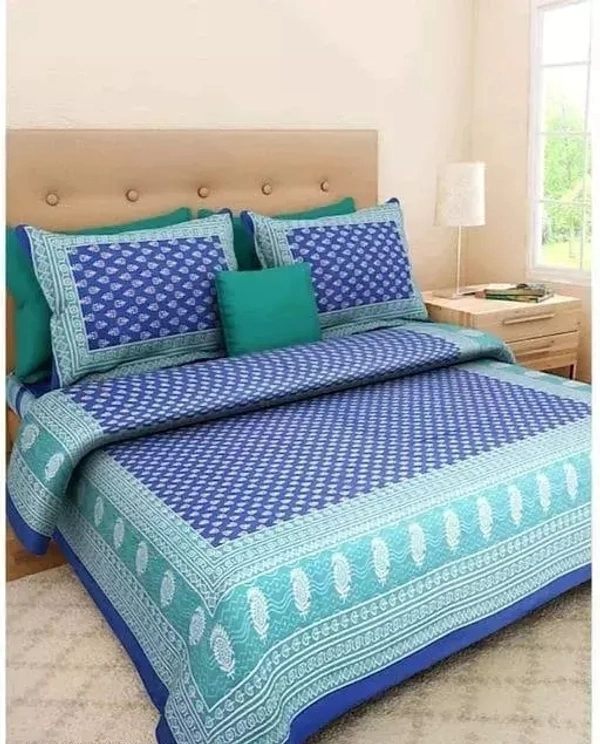 Jaipuri Bedsheet - Queen, Royal Blue