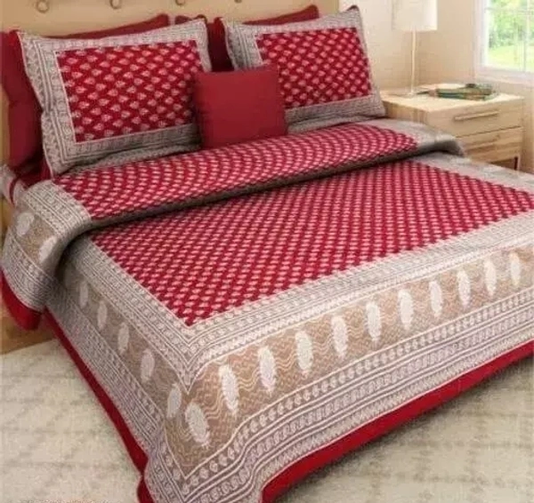 100% cotton double bed bedsheet with 2 pillow cover - Queen