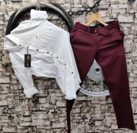 Readymade 4 Way Lycra Stretchable Shirt Pant Pair Foe Men, Readymade Plain Color Regular Fit Shirt Or Pant, Lycra Fabric Shirt Pant - XL, Wine Berry