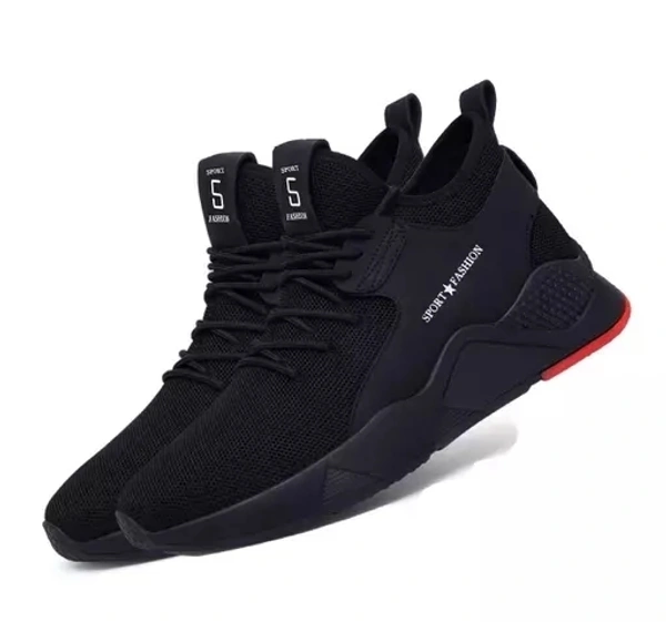 Black Solid Sneakers For Men - IND-6