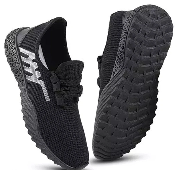 Black Solid Sneakers For Men  - IND-8
