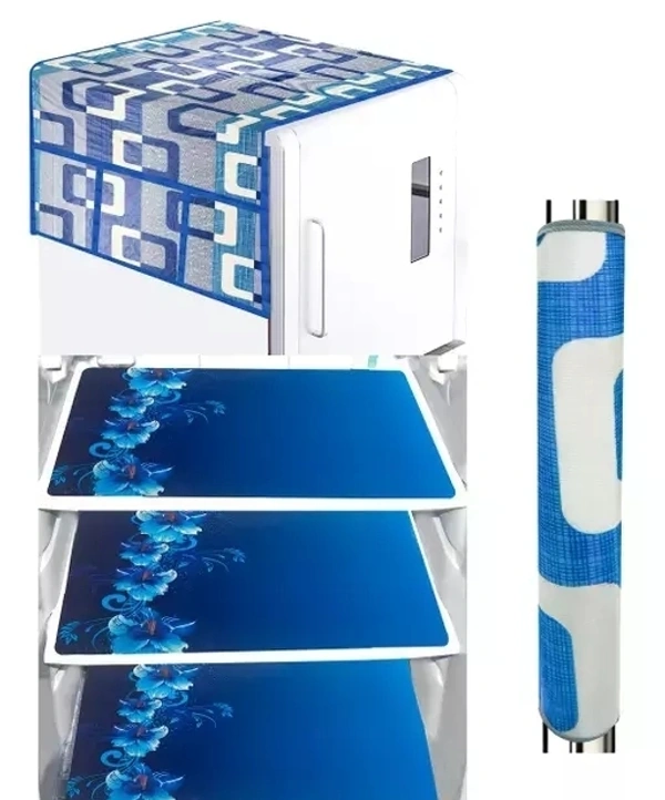 LooMantha Combo Pack of 1 Pc Fridge Top Cover, 1 Pc Handle Cover, 3 Pc Fridge Mat  - Free Size