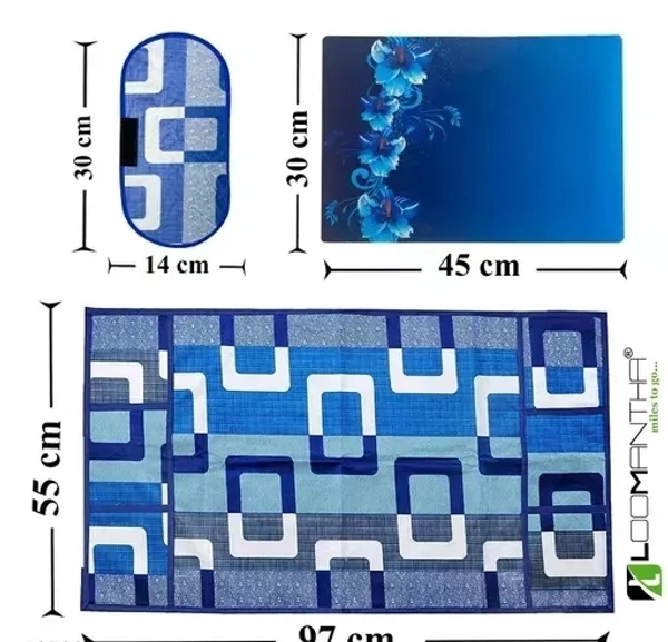 LooMantha Combo Pack of 1 Pc Fridge Top Cover, 1 Pc Handle Cover, 3 Pc Fridge Mat  - Free Size