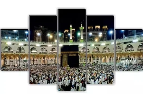 SAF Set of 5 Islamic Haz Makka madina Religious modern art Home decorative gift item Large Panel Painting 18 Inch x 30 inch