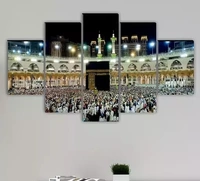 SAF Set of 5 Islamic Haz Makka madina Religious modern art Home decorative gift item Large Panel Painting 18 Inch x 30 inch