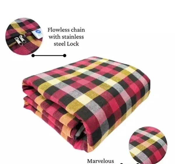 Premium Cotton Mattress Zip Cover / 4x6 Mattress Protector / Free Size / Amazing Multicolor Check Design (Ayra Merchandise)