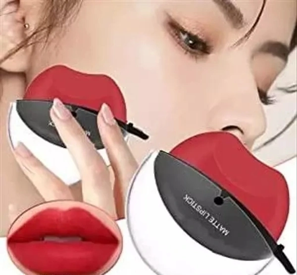 Apple Shape Lazy Quick Matte Lipstick Long-Lasting Wear Non-Stick Cup Not Fade Waterproof Lip Gloss,Velvet Matte Lipstick Pack of 2 (Red,Maroon)