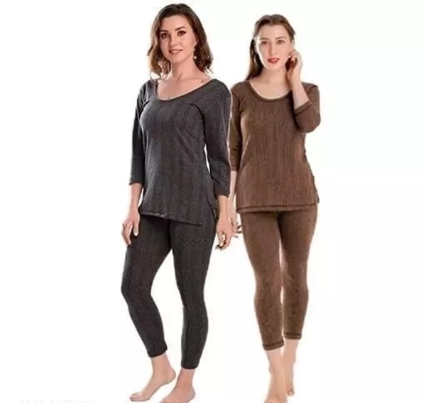 Thermal Wear for Women/Ladies/Girls Winter Thermal Set Poly Cotton Top   - S