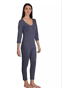 Thermal Wear for Women/Ladies/Girls Winter Thermal Set Poly Cotton Top   - M