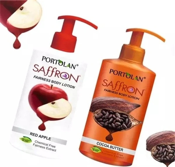 PORTOLAN Whitening Body Lotion Combo of 2 | 250 ml Each | Skin Lighten & Brightening |For Men and Women | All Skin Types | Red Apple | Cocoa Butter (500 ml) 
