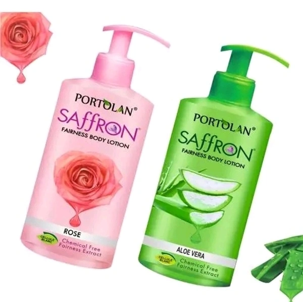 PORTOLAN Whitening Body Lotion Combo of 2 | 250 ml Each | Skin Lighten & Brightening |For Men and Women | All Skin Types | Rose | Aloe Vera (500 ml) 
