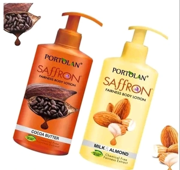PORTOLAN Whitening Body Lotion Combo of 2 | 250 ml Each | Skin Lighten & Brightening |For Men and Women | All Skin Types | Milk & Almond | Cocoa Butter (500 ml) 