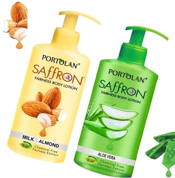 PORTOLAN Whitening Body Lotion Combo of 2 | 250 ml Each | Skin Lighten & Brightening |For Men and Women | All Skin Types | Milk & Almond | Aloe Vera (500 ml) 